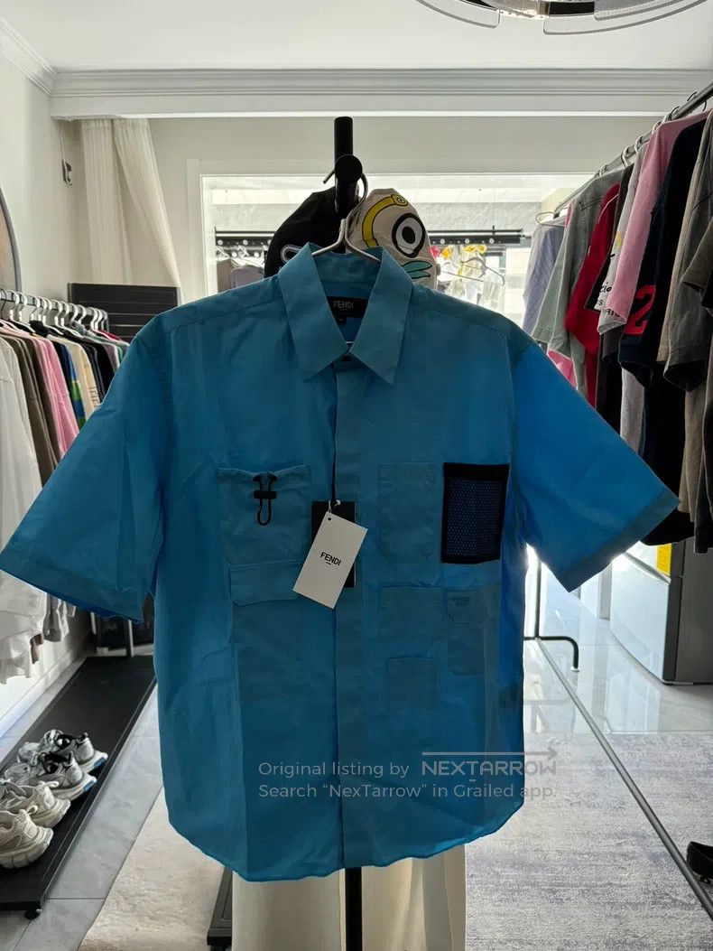 Fendi Fendi Tactical Short Sleeve Shirt, Blue Size US XXS / EU 40 - 2 Thumbnail