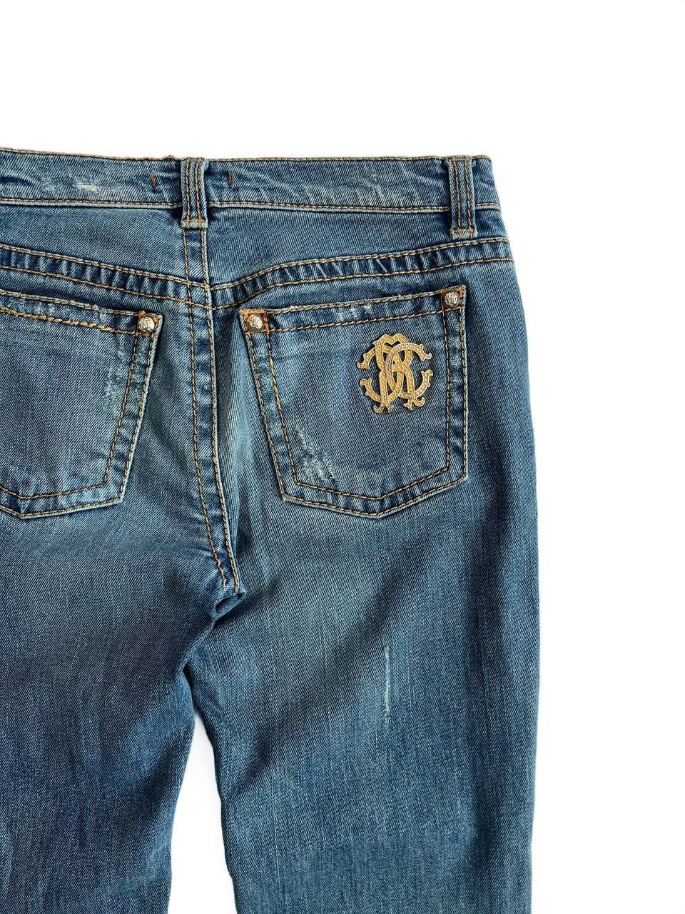 Roberto Cavalli SS05 Roberto Cavalli Mudwash Long Skinny Flared Jeans Size 29" - 9 Thumbnail