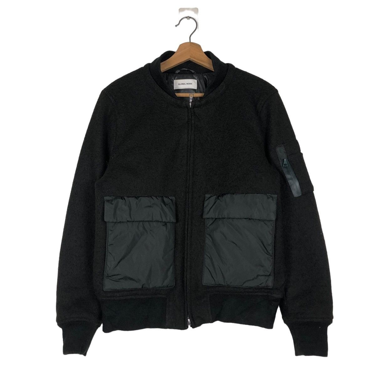 Japanese Brand 📌VINTAGE WOOL BIKER BOMBER JACKET GLOBAL WORK JAPAN Size US M / EU 48-50 / 2 - 2 Thumbnail