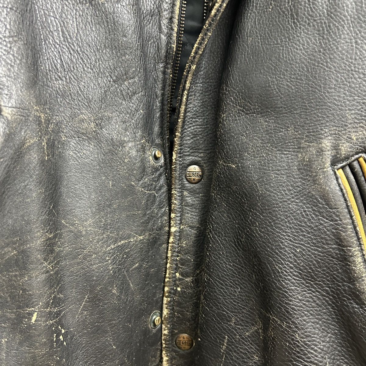 Diesel RARE Diesel Vintage Leather Jacket Biker Lines 80s 90s Size US L / EU 52-54 / 3 - 7 Thumbnail