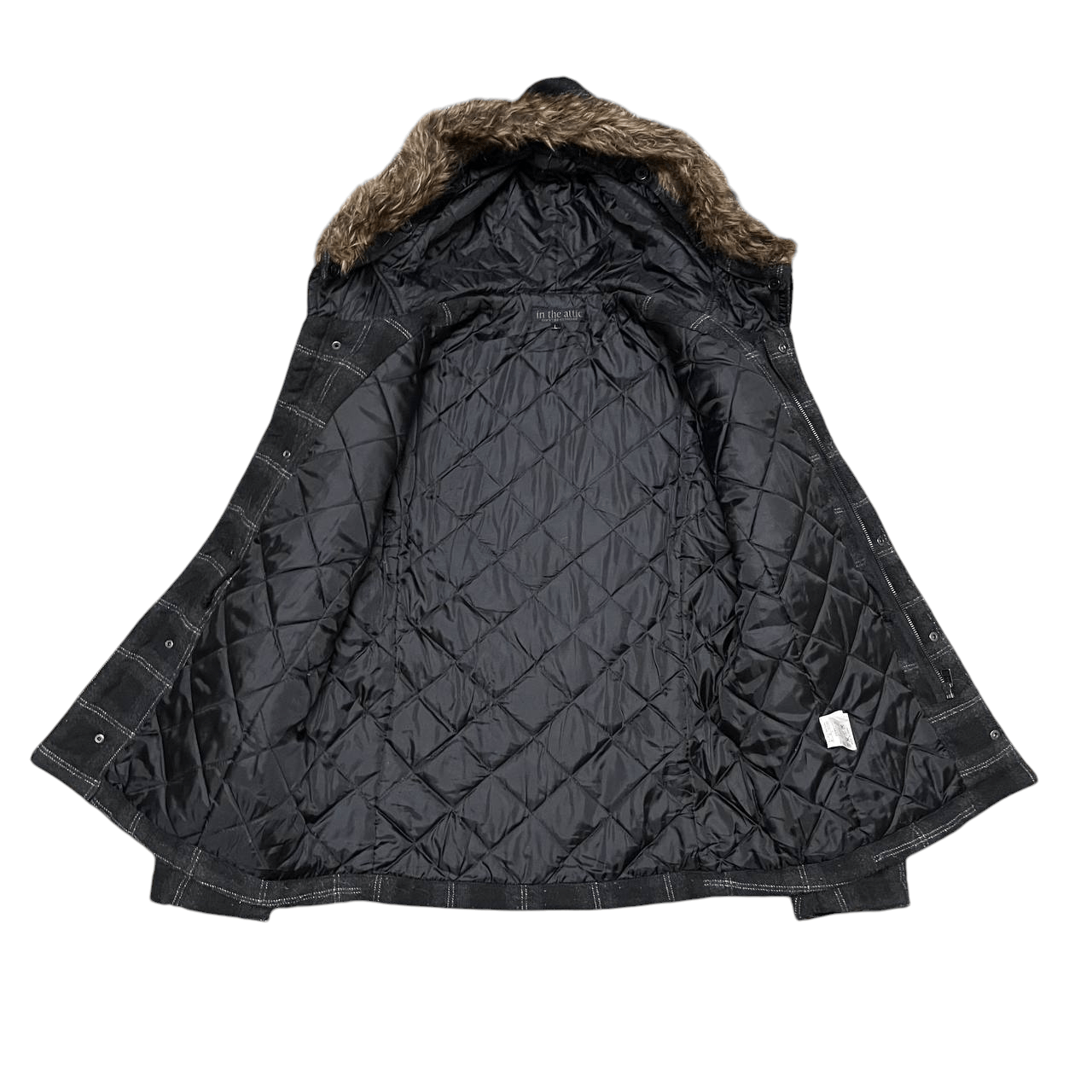 In The Attic Vintage In The Attic Plaid Fur Hooded Jacket Size US L / EU 52-54 / 3 - 9 Thumbnail