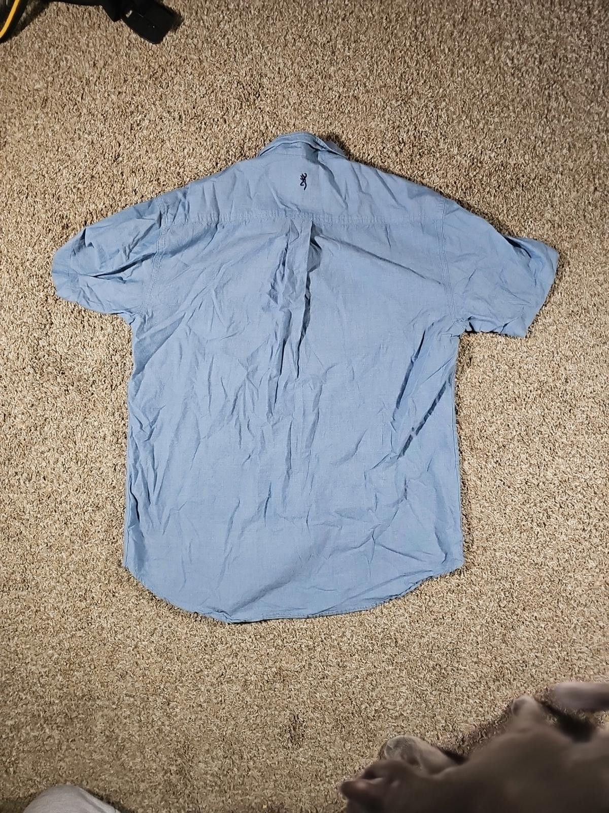 Designer Browning Blue Button Up Shirt Front Pocket M Size US M / EU 48-50 / 2 - 7 Thumbnail