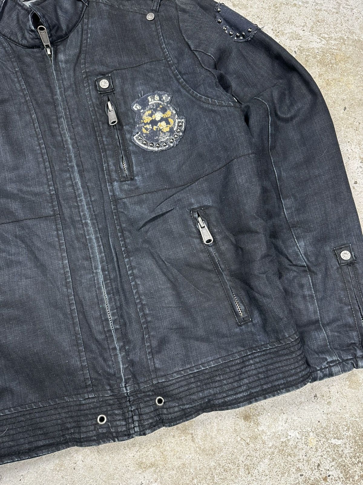 Japanese Brand × Vintage Vintage Y2K Utility Rhinestones Denim Jacket Size US M / EU 48-50 / 2 - 4 Thumbnail