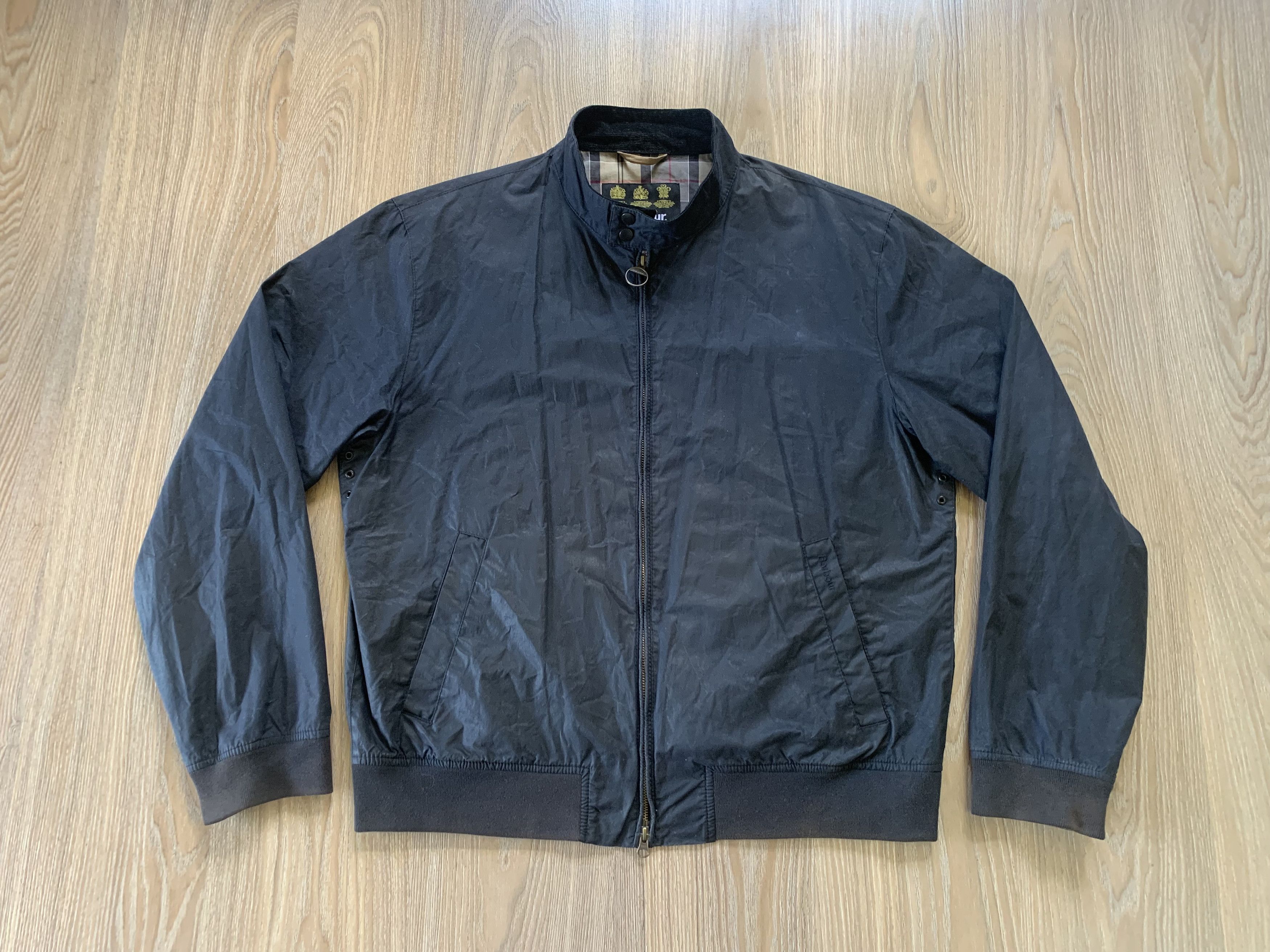 Barbour × Vintage Vintage Barbour Waxed Bomber Jacket Lightweight Royston Size US XXL / EU 58 / 5 - 2 Thumbnail