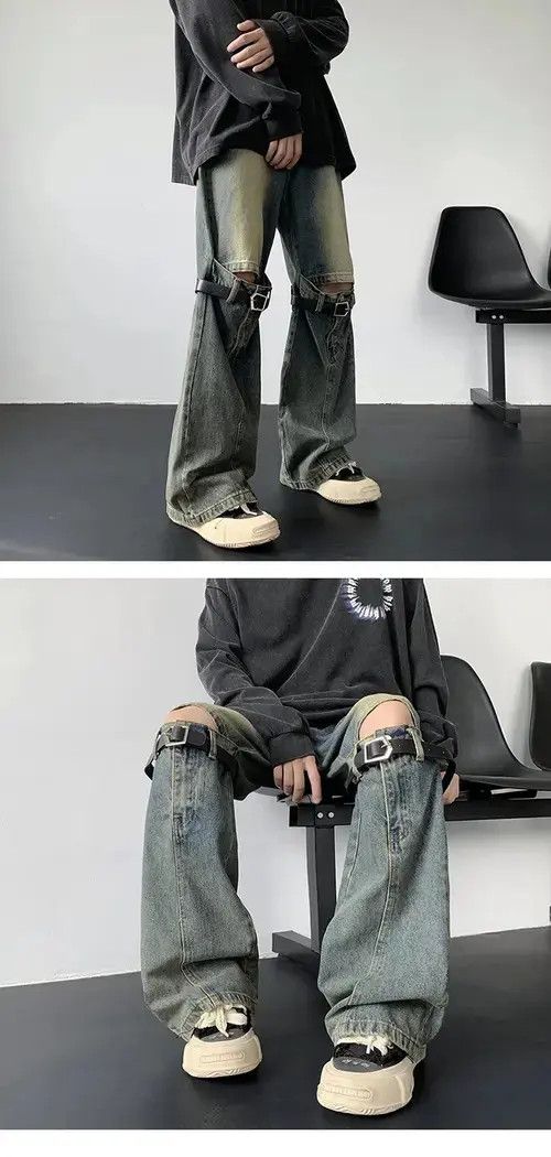 Jean Belt Hollow Flare Jeans Size US 33 - 3 Thumbnail