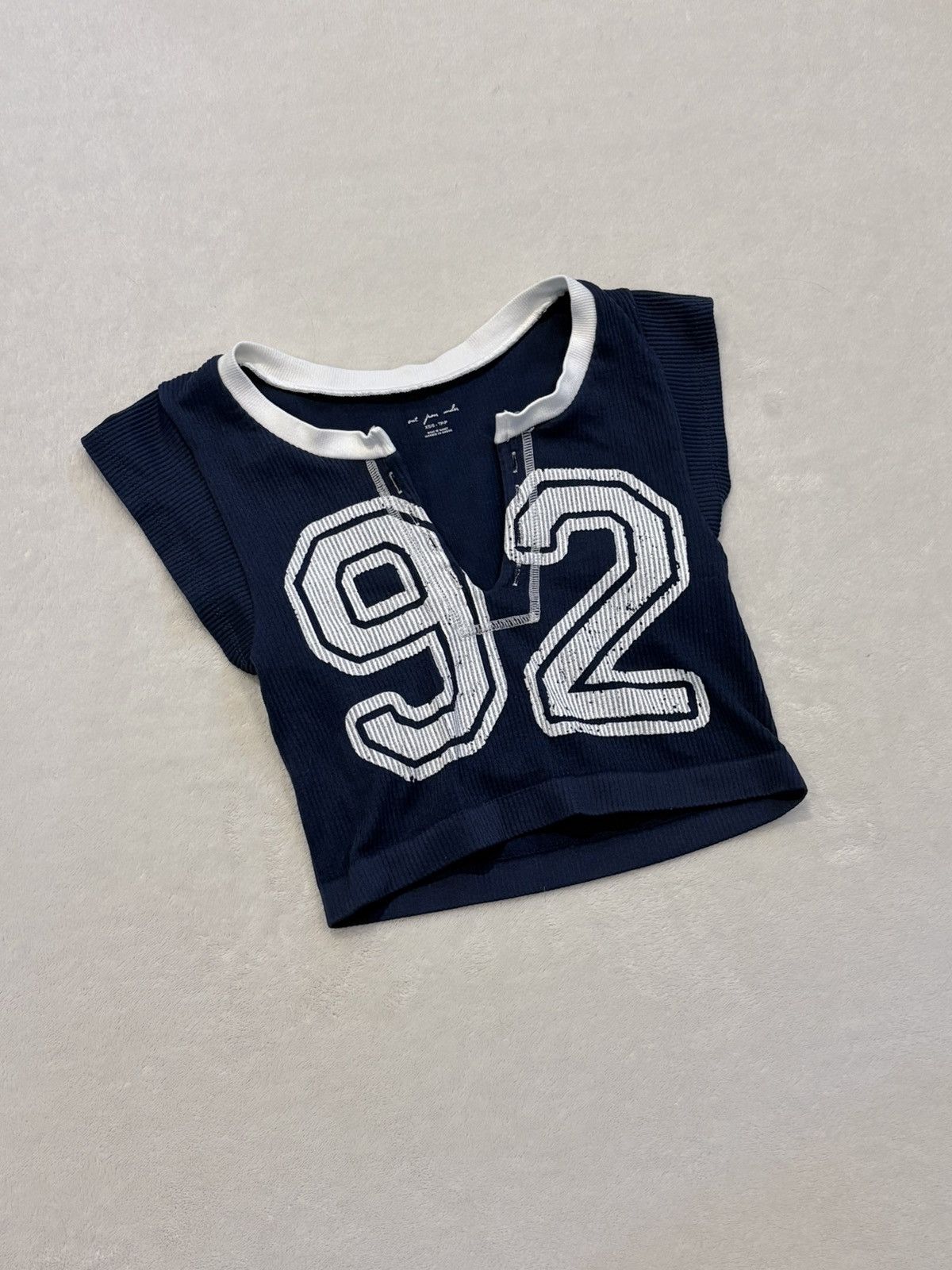 Other Out From Under navy ribbed varsity graphic crop top Size XS / US 0-2 / IT 36-38 - 1 Thumbnail