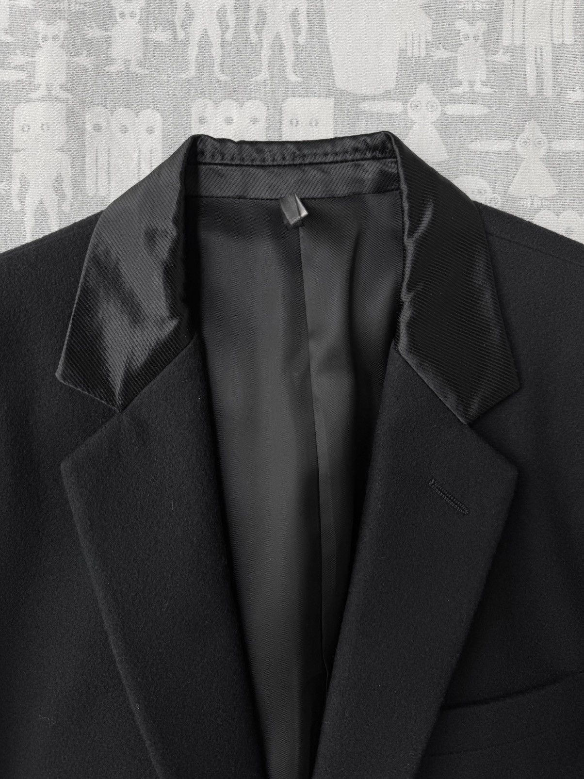 Dior × Hedi Slimane Dior Homme AW03 Nylon Collar Boiled Wool Blazer Size 46S - 2 Thumbnail