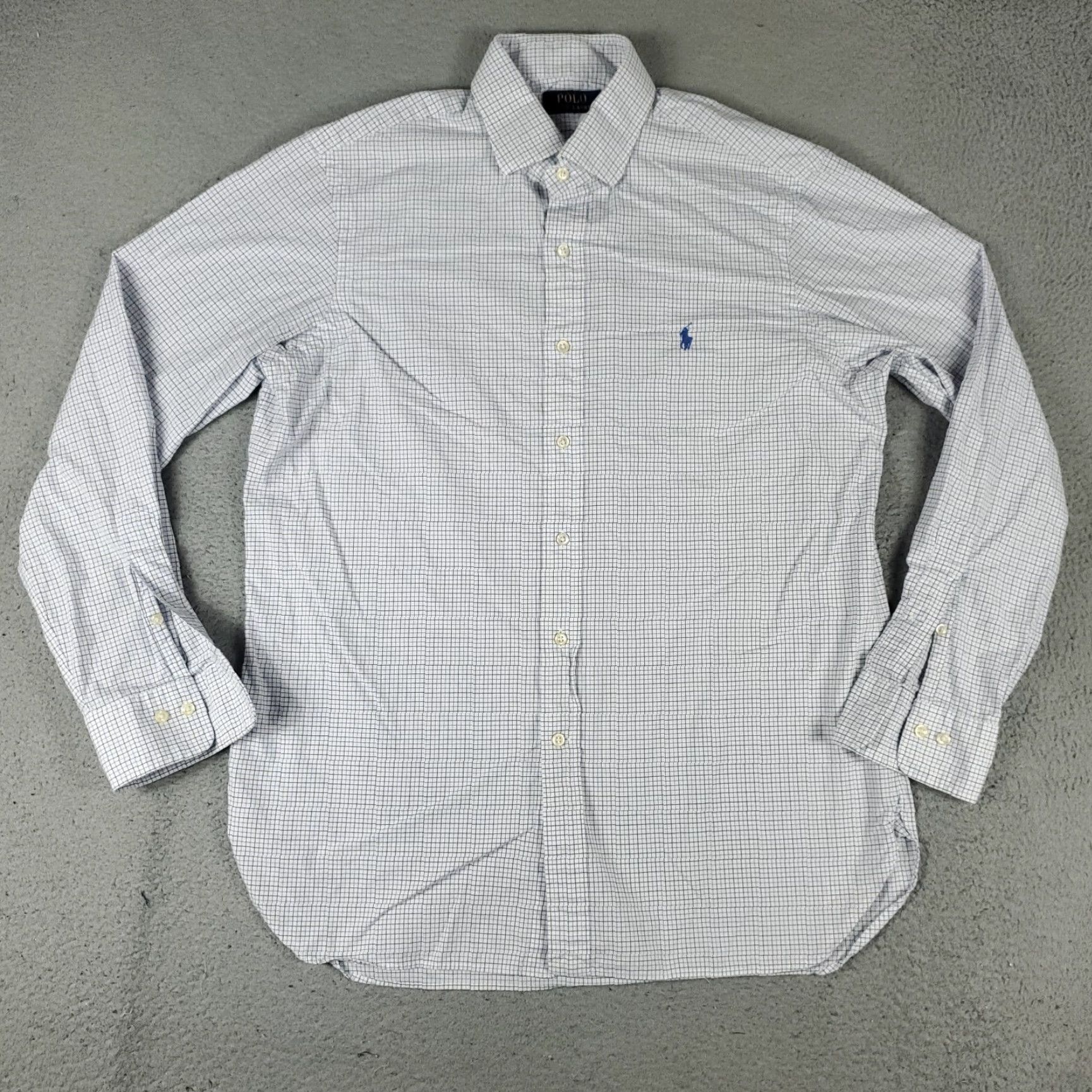 Ralph Lauren Ralph Lauren Dress Shirt Mens 16 Blue White Check Long Sleeve Button Up Classic Modern Size 42R - 3 Thumbnail