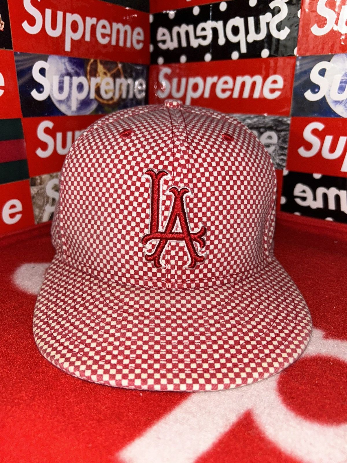 Supreme 2004 LA Checkered New Era Cap 7 5/8 Vintage RARE HAT