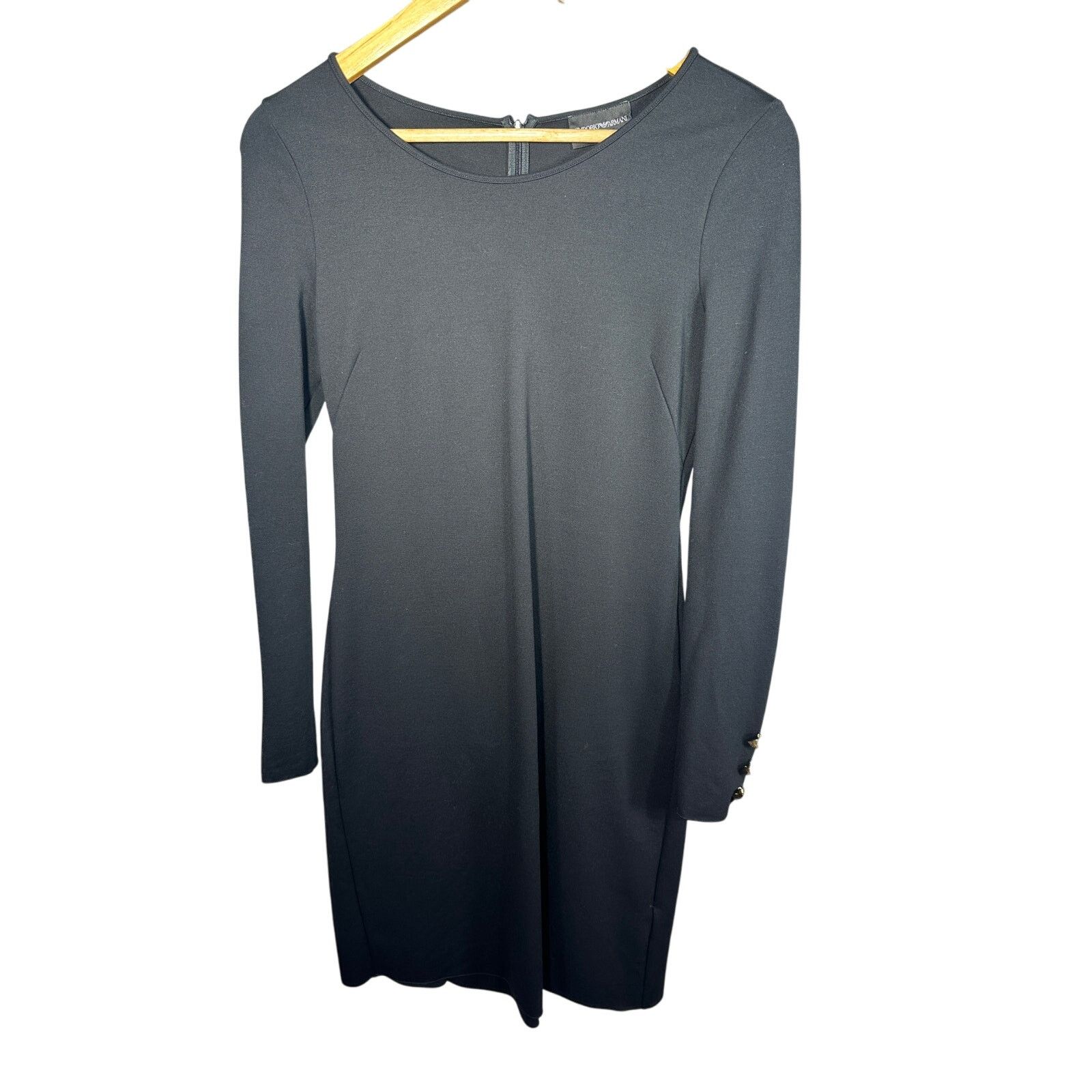 Emporio Armani EMPORIO ARMANI Long Sleeve Dress LBD Black IT 42 US 6 Size M / US 6-8 / IT 42-44 - 7 Thumbnail
