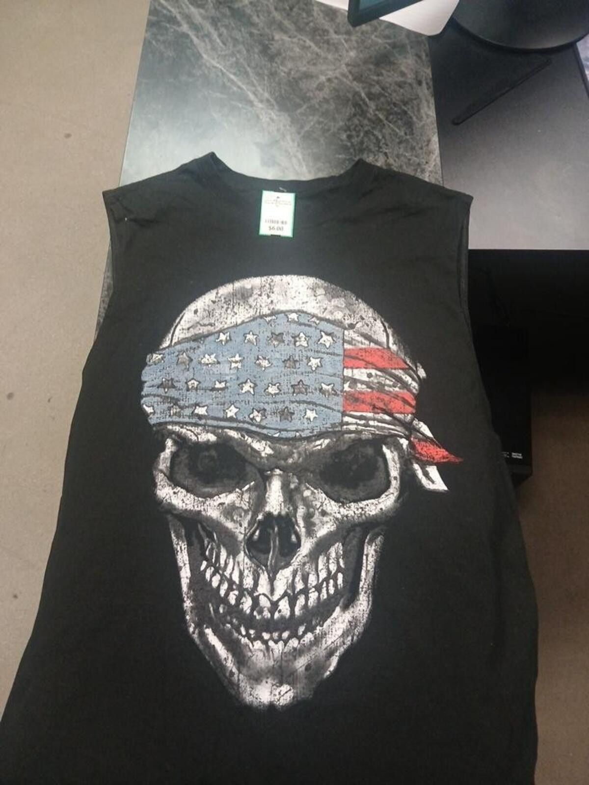 Other Men Skull American Flag Sleeveless T Shirt Biker Patriotic Size US XL / EU 56 / 4 - 2 Thumbnail