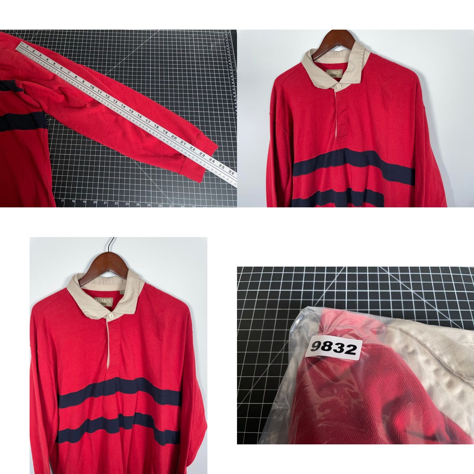 Arrow VINTAGE Arrow Rugby Polo Shirt Men XL Red Dark Blue Stripe Preppy Retro Khaki's Tag Polo Shirt Mens XL Red Dark Blue Stripe Retro 90s Cardigans? Size US XL / EU 56 / 4 - 8 Thumbnail