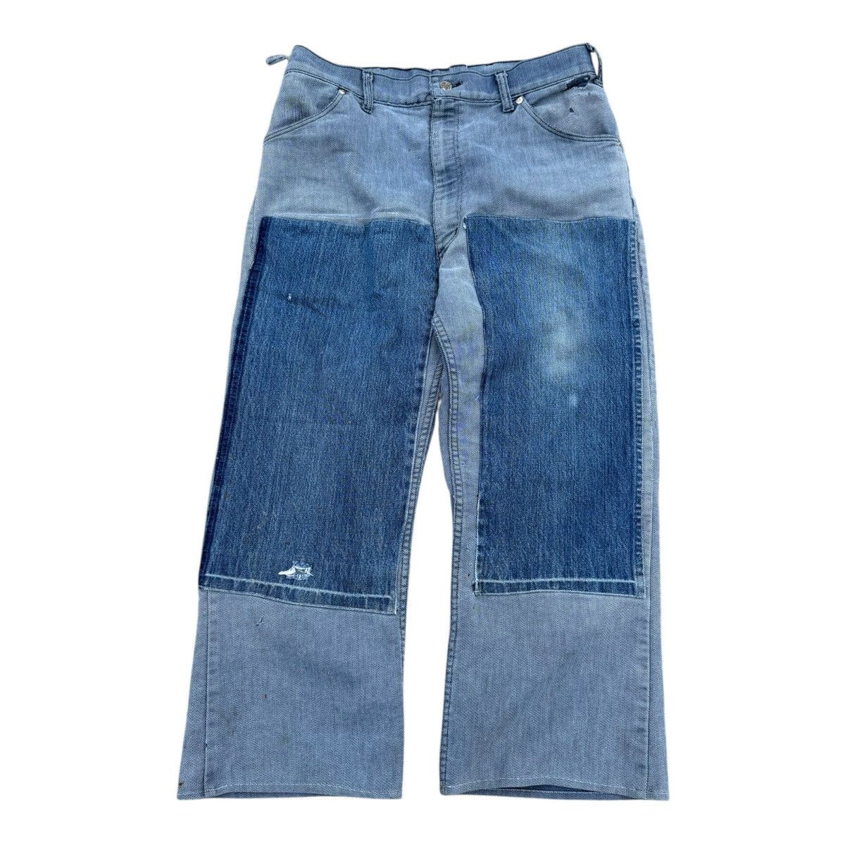 Tour de France Y2K Patchwork Wide Leg Denim Jeans Size 33