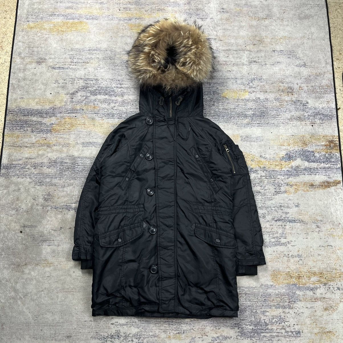 Le Grande Bleu (L.G.B.) GOA raccoon Fur hoodie military parka jacket vkei style Size US M / EU 48-50 / 2 - 2 Thumbnail