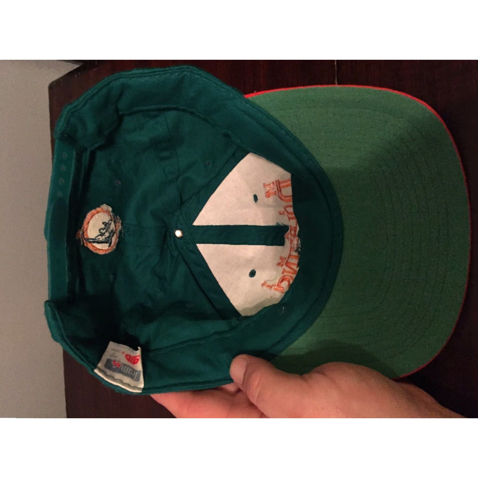 Sports Specialties VINTAGE Miami Dolphins AJD Green Orange 90s Snapback Hat Rare - Sports Specialties Baseball Cap Men's Adjustable Cotton White 90s Theme Genders: Mens Size ONE SIZE - 3 Thumbnail