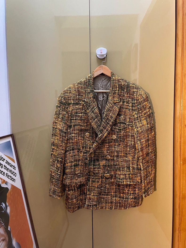 Yohji Yamamoto Yohji Yamamoto size s 89SS Yellow Silk Hand-woven Suit 2501 Size 38R - 2 Thumbnail