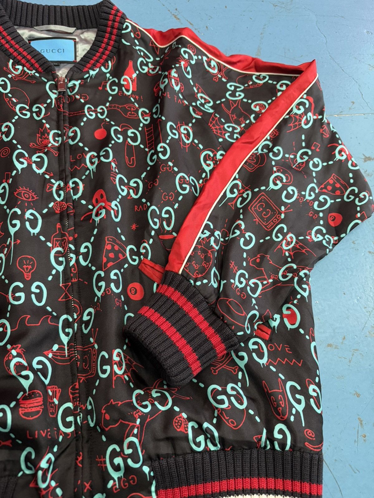 Gucci GUCCI GHOST SILK BLACK BOMBER Size US L / EU 52-54 / 3 - 3 Thumbnail