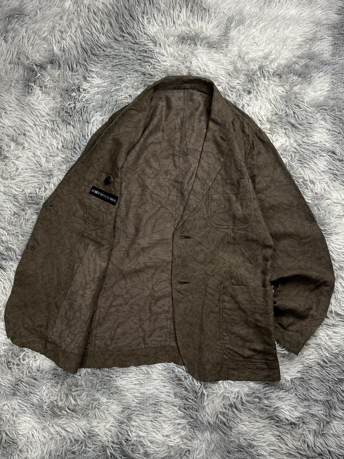 Issey Miyake ISSEY MIYAKE MEN Dyed Patch Pocket Jacket Mocha Size 44L - 7 Thumbnail