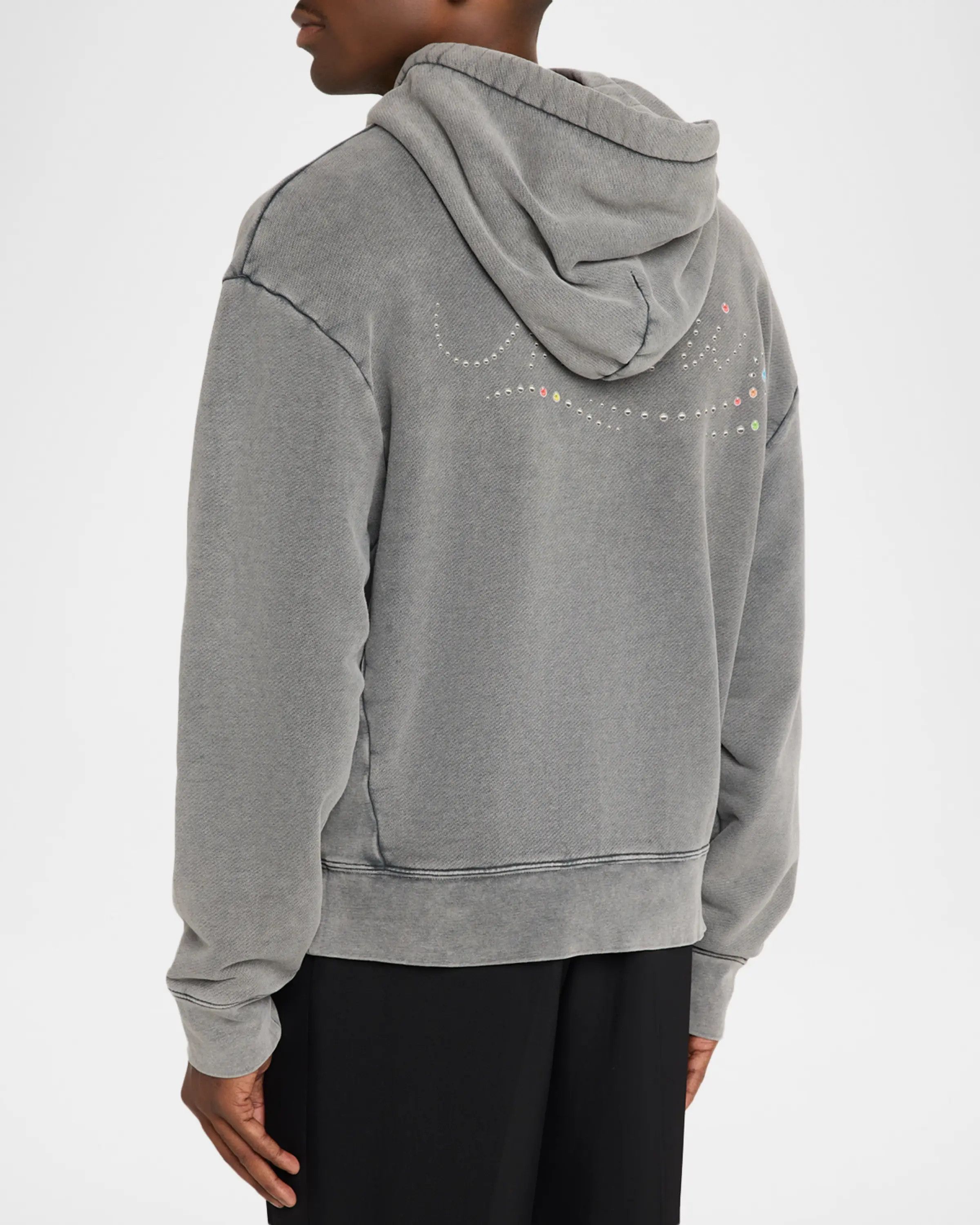 Amiri os11x0526 Studded Cotton Hoodie in Gray Size US L / EU 52-54 / 3 - 3 Thumbnail