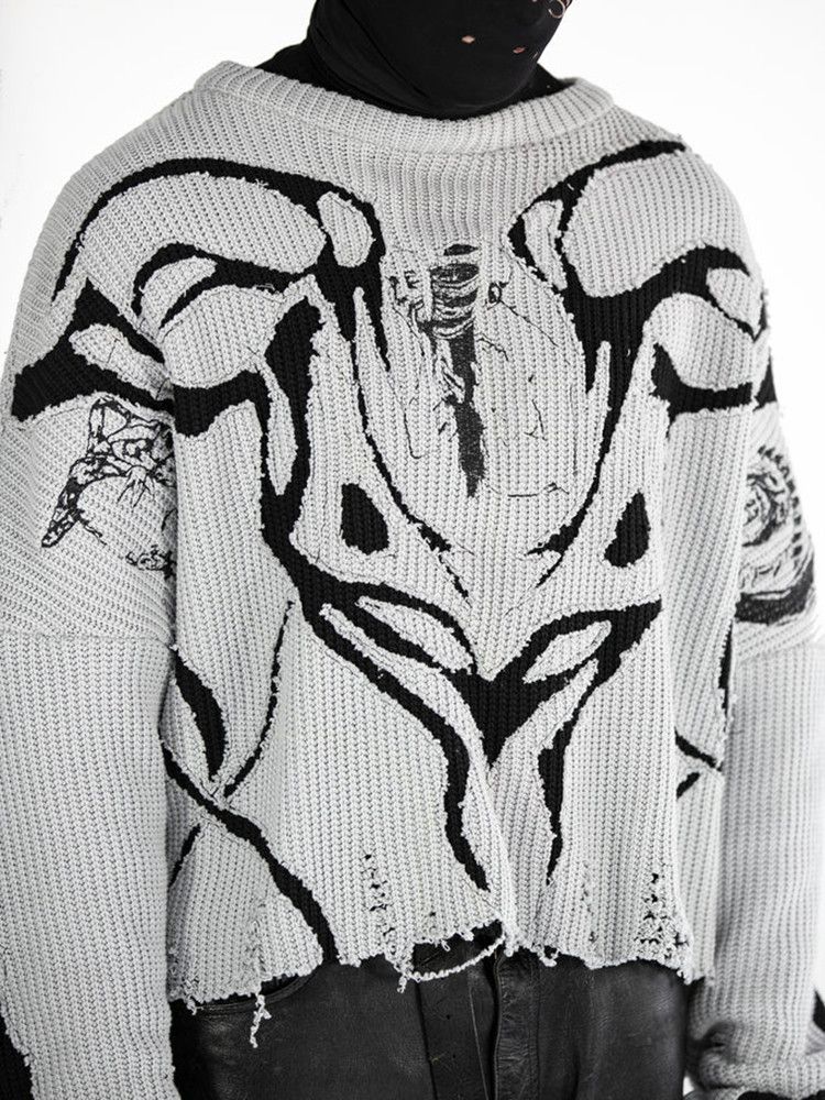 Japanese Brand × Vintage Ecological Village Black White Knitted Streetwear Size US XL / EU 56 / 4 - 2 Thumbnail