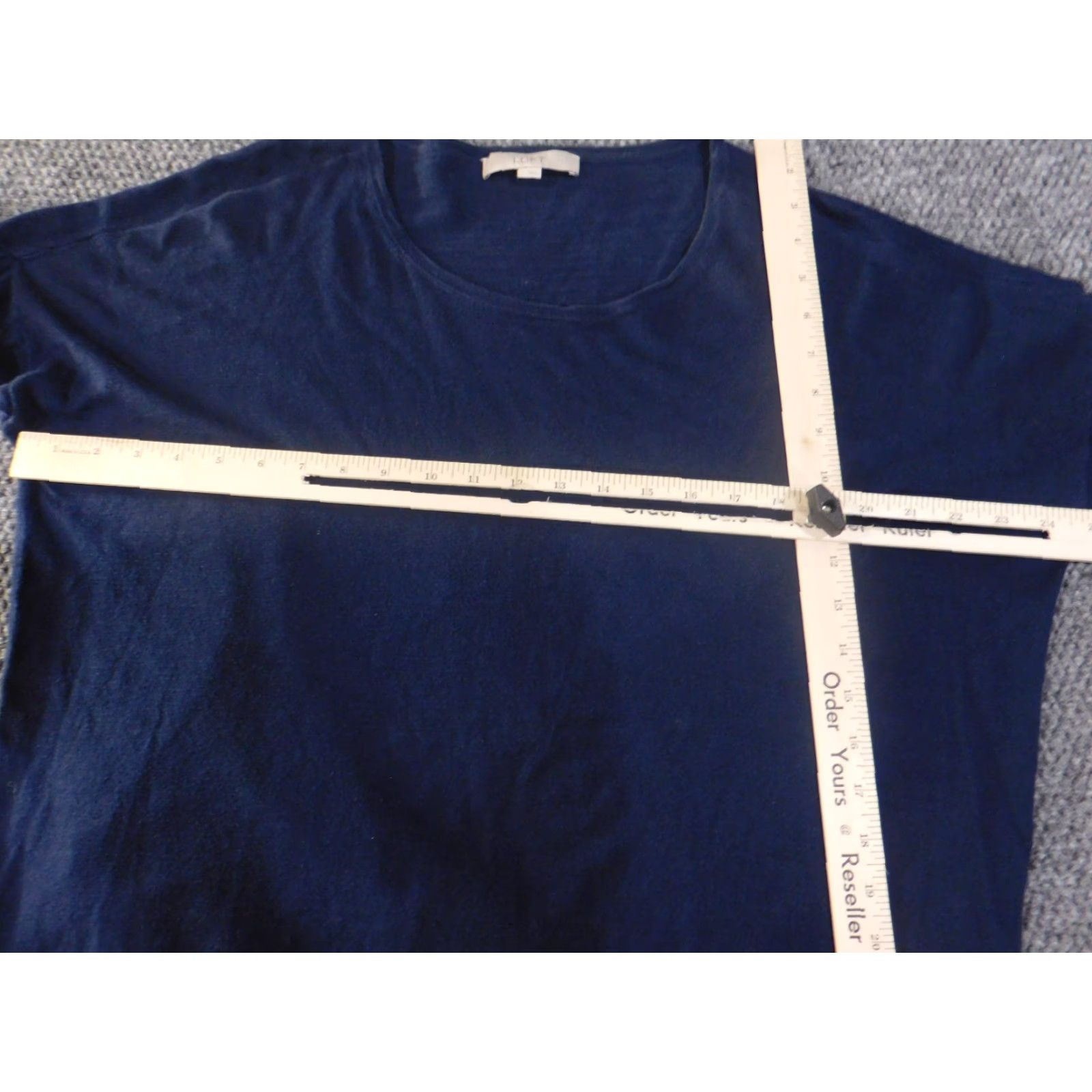 Loft LOFT Sweater Womens Large Navy Blue 3/4 Sleeve Lightweight Cotton Knit Pullover Casual Size L / US 10 / IT 46 - 3 Thumbnail