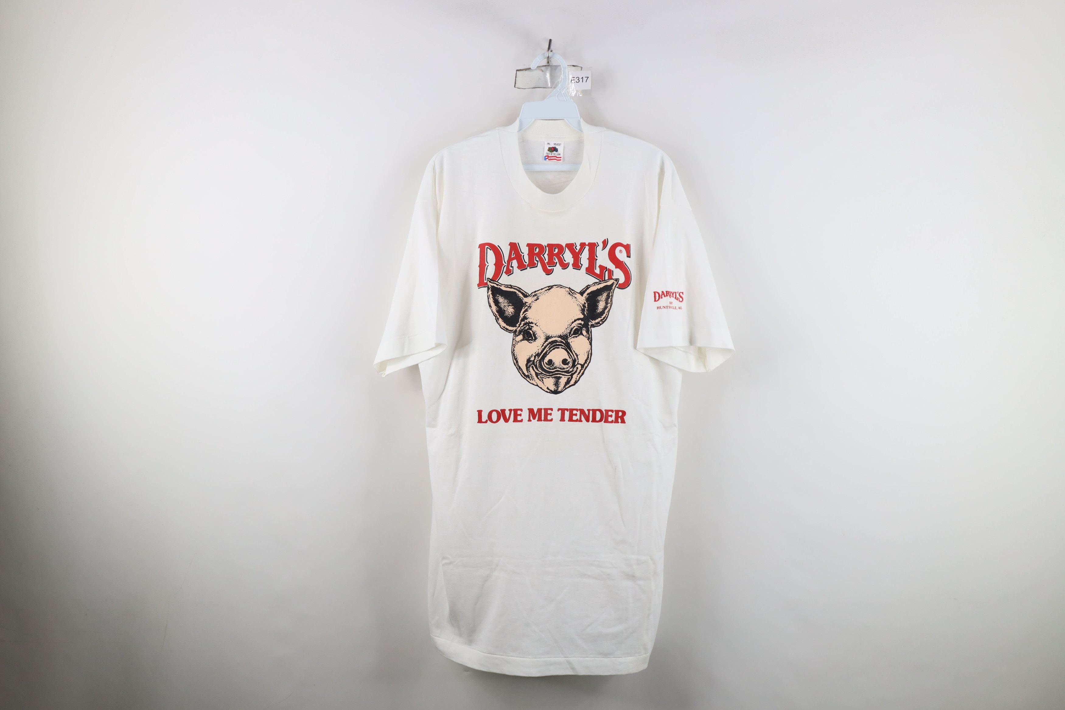 Vintage Vintage 90s Streetwear Love Me Tender Pig T-Shirt USA Size US XL / EU 56 / 4 - 1 Thumbnail