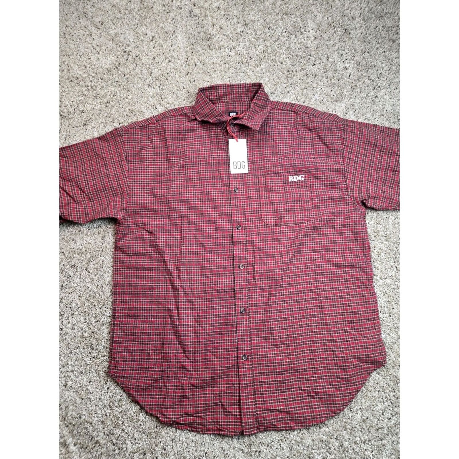 Bdg BDG Shirt Mens Medium Red Heritage Check Oversized Button Up Size US M / EU 48-50 / 2 - 3 Thumbnail
