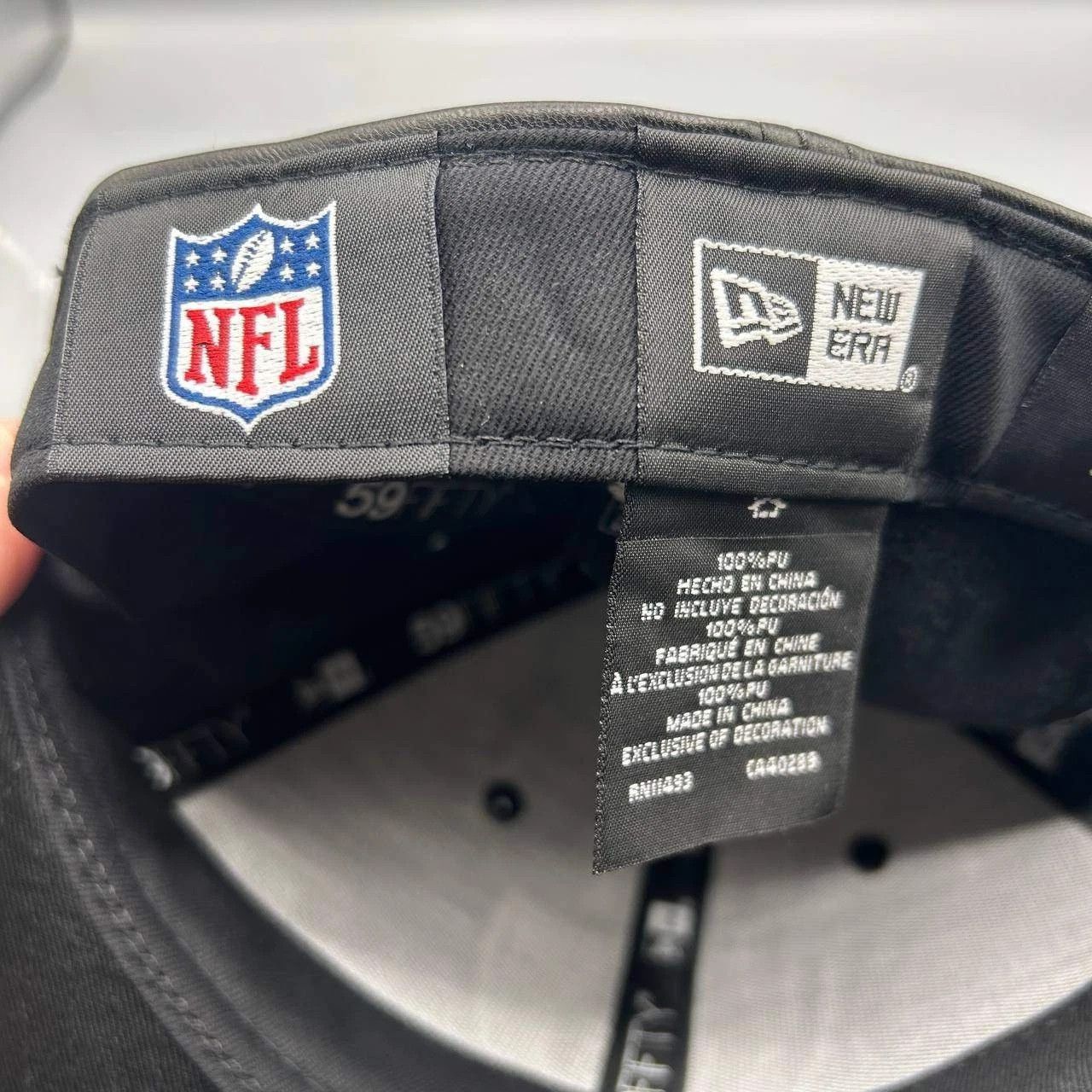 New Era Las Vegas Raiders Hat Men 7 1/8 Black PU Leather Fitted Cap Size ONE SIZE - 3 Thumbnail