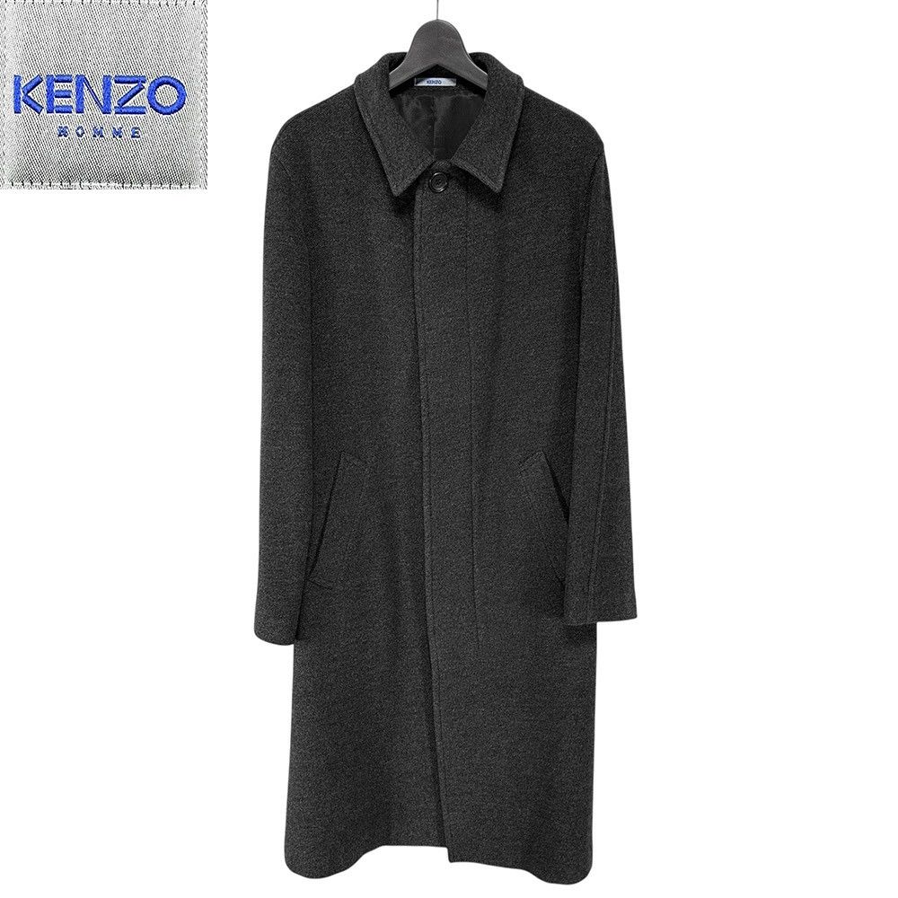 Kenzo 90s KENZO HOMME wool long coat, size 3, dark gray, Balmacaan Size US L / EU 52-54 / 3 - 1 Thumbnail