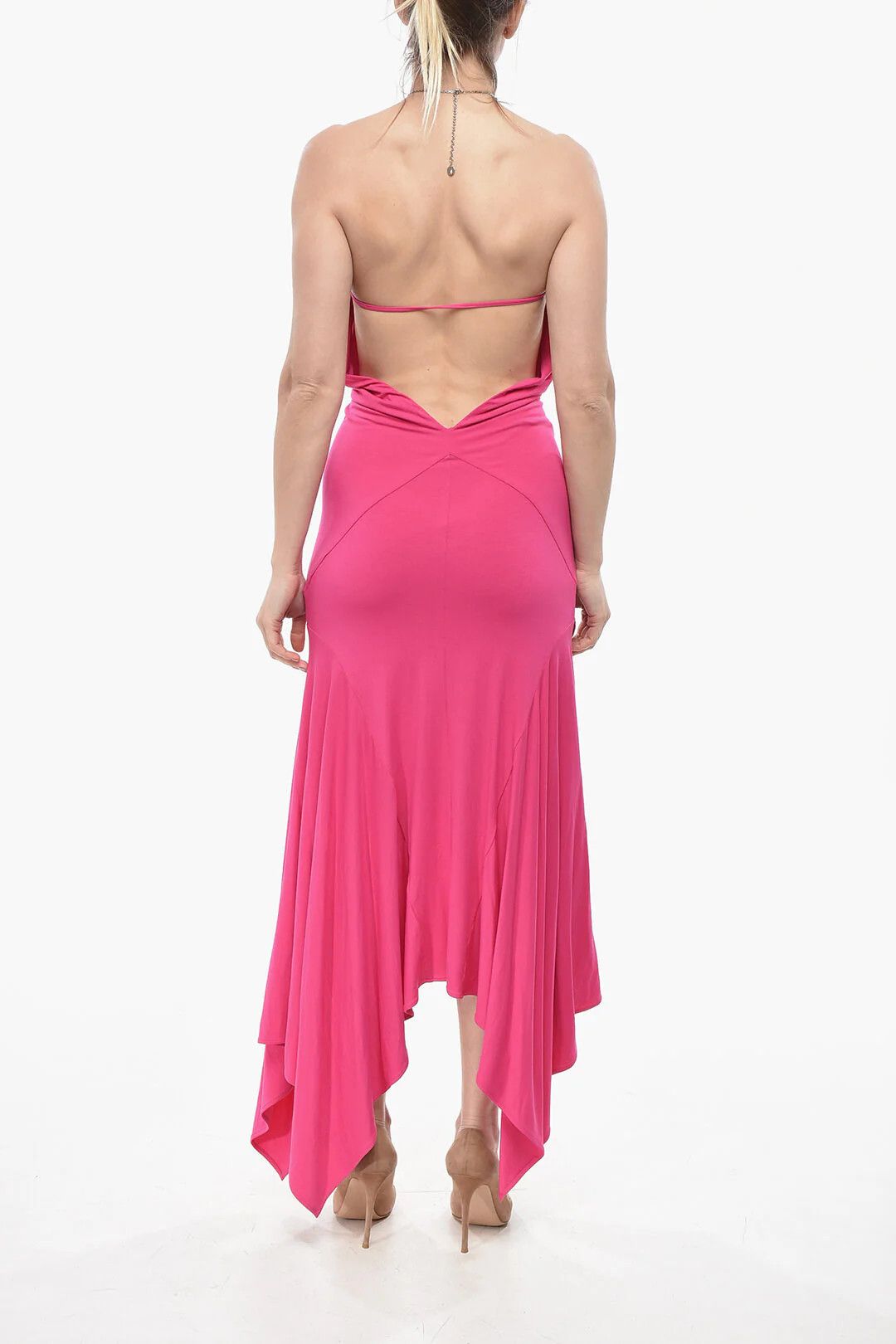 The Attico og1mm0426 Jersey Halter Neck Dress in Pink Size XS / US 0-2 / IT 36-38 - 2 Thumbnail