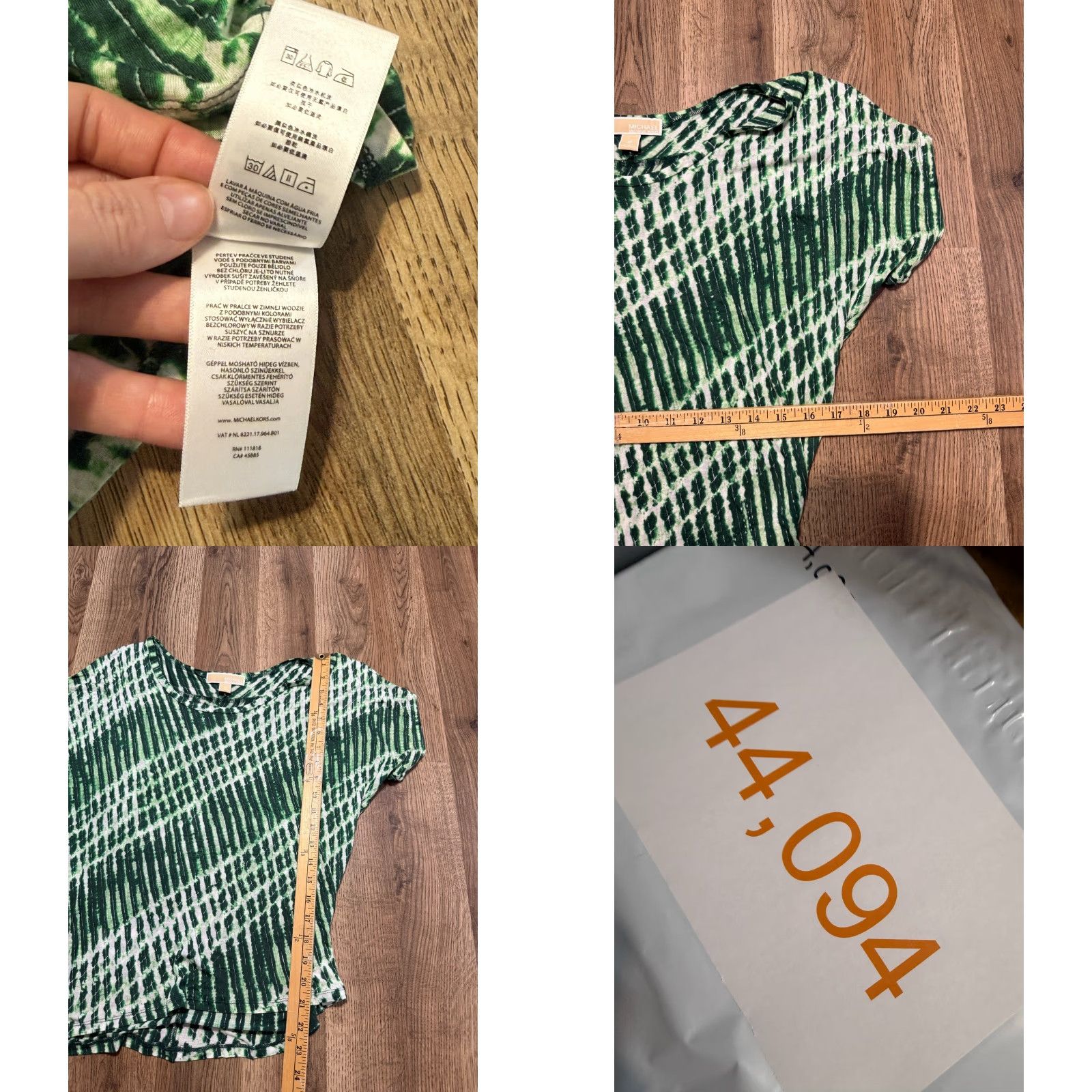 Michael Kors Michael Kors Shirt Women’s Size Medium Green White Printed Short Sleeve Shirt Size M / US 6-8 / IT 42-44 - 8 Thumbnail