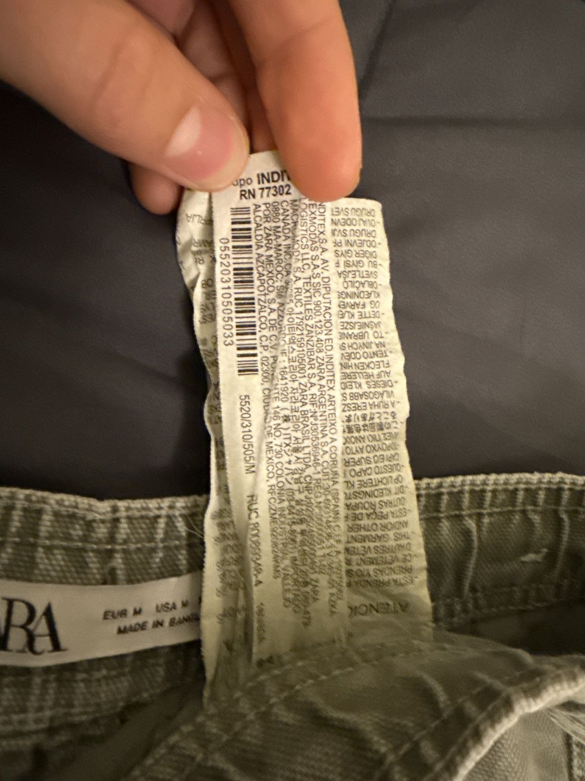 Zara Men’s baggy fit Washed Green Cargo Denim Street Wear Size US 31 - 6 Thumbnail