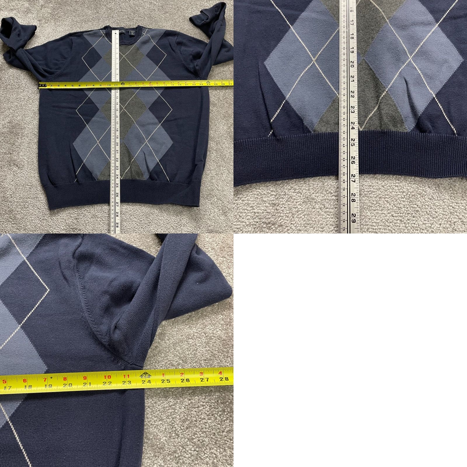 Izod IZOD Argyle Sweater Mens Large Blue Crew Neck Stretch Knit Pullover Size US L / EU 52-54 / 3 - 8 Thumbnail