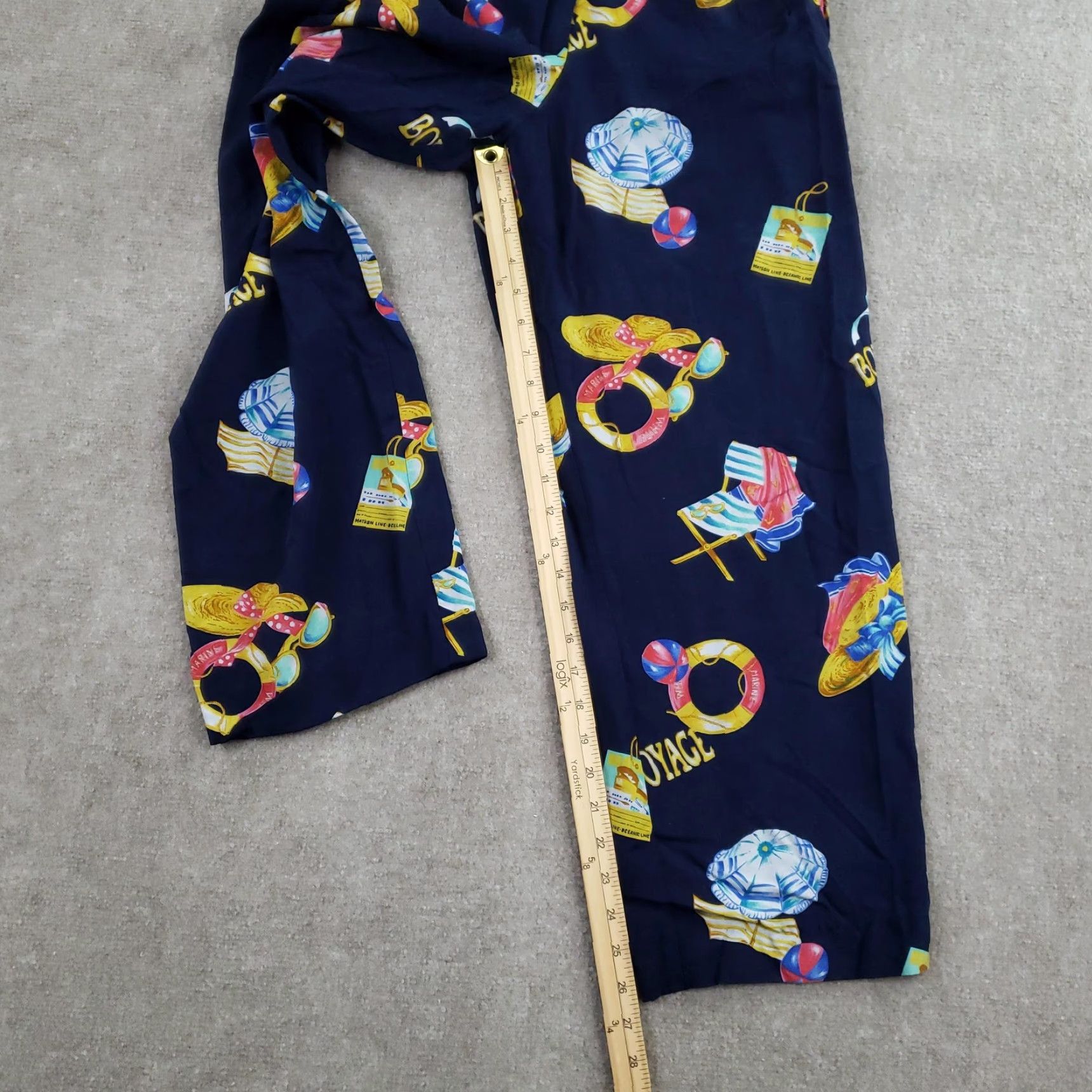 Vintage VINTAGE Breeches Pants Womens 2 Blue Bon Voyage Cruise Print High Rise Rayon 90s Size 26" / US 2 / IT 38 - 2 Thumbnail