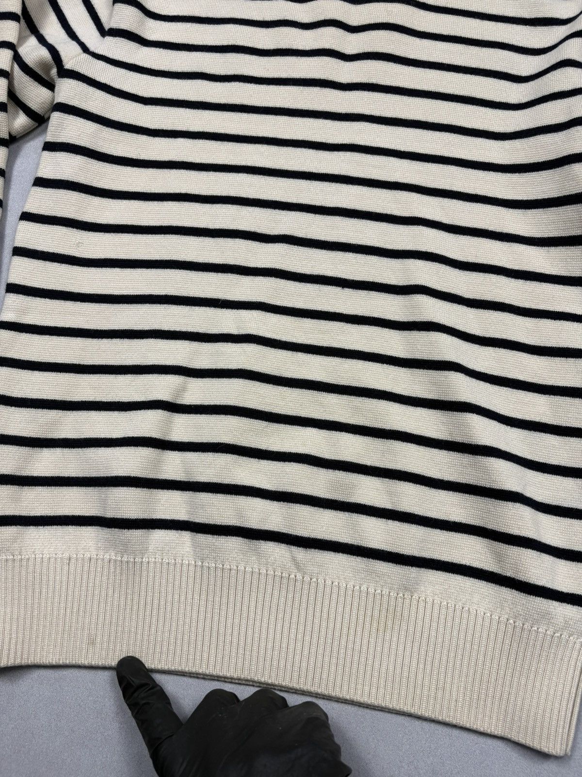 AMI AMI Merino Wool Striped Knit Sweater Button Shoulder Breton Size M / US 6-8 / IT 42-44 - 25 Thumbnail