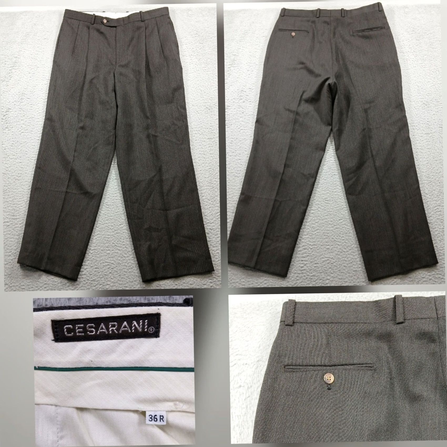 Vintage VINTAGE Cesarani Pleated Dress Pants Mens 36R Gray Pinstripe Wool Blend EUC Size US 36 / EU 52 - 2 Thumbnail