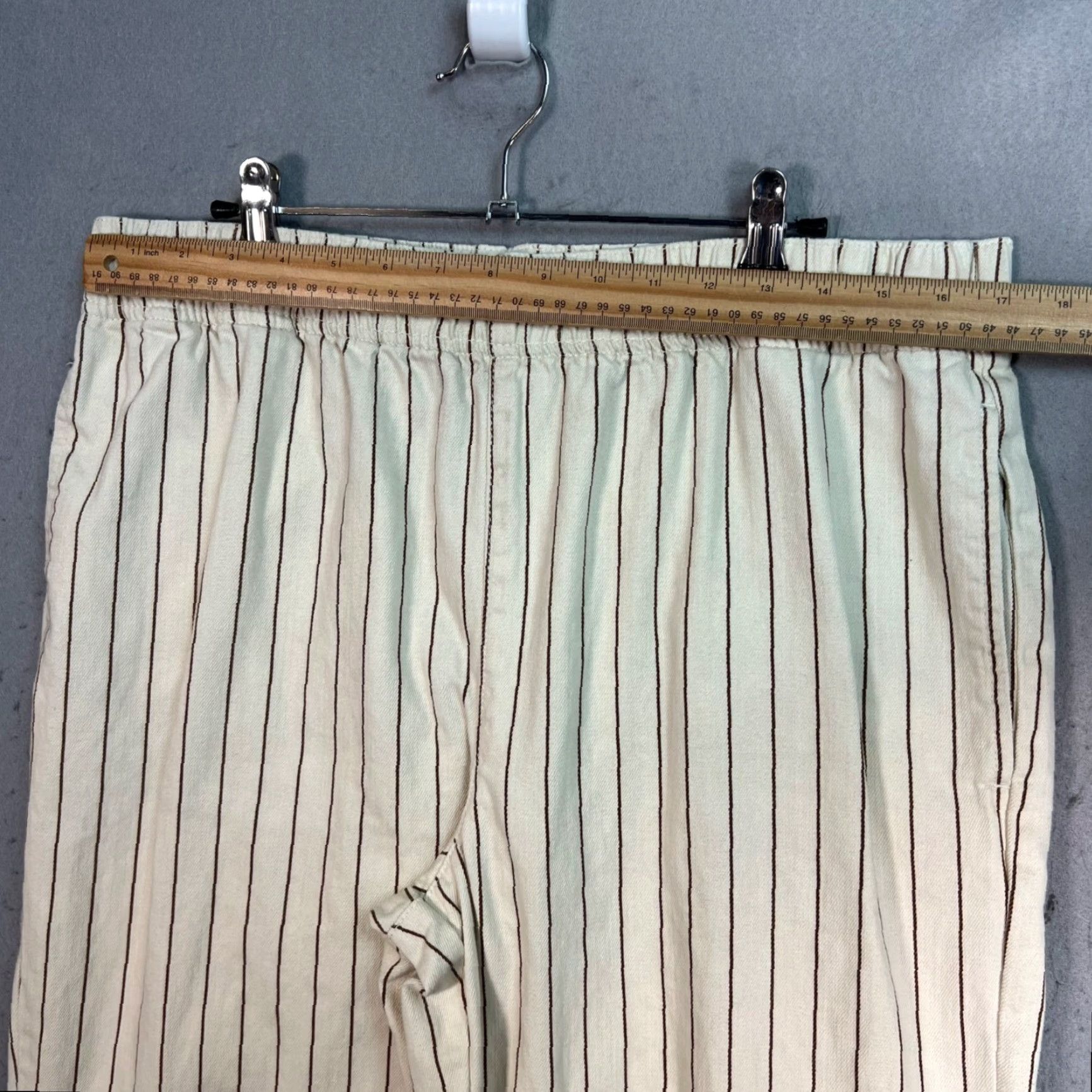Topshop VINTAGE Topshop Pants 12 Cream Relaxed Fit Pinstripe Striped Trousers Pants Womens Size 34" / US 12 / IT 48 - 5 Thumbnail