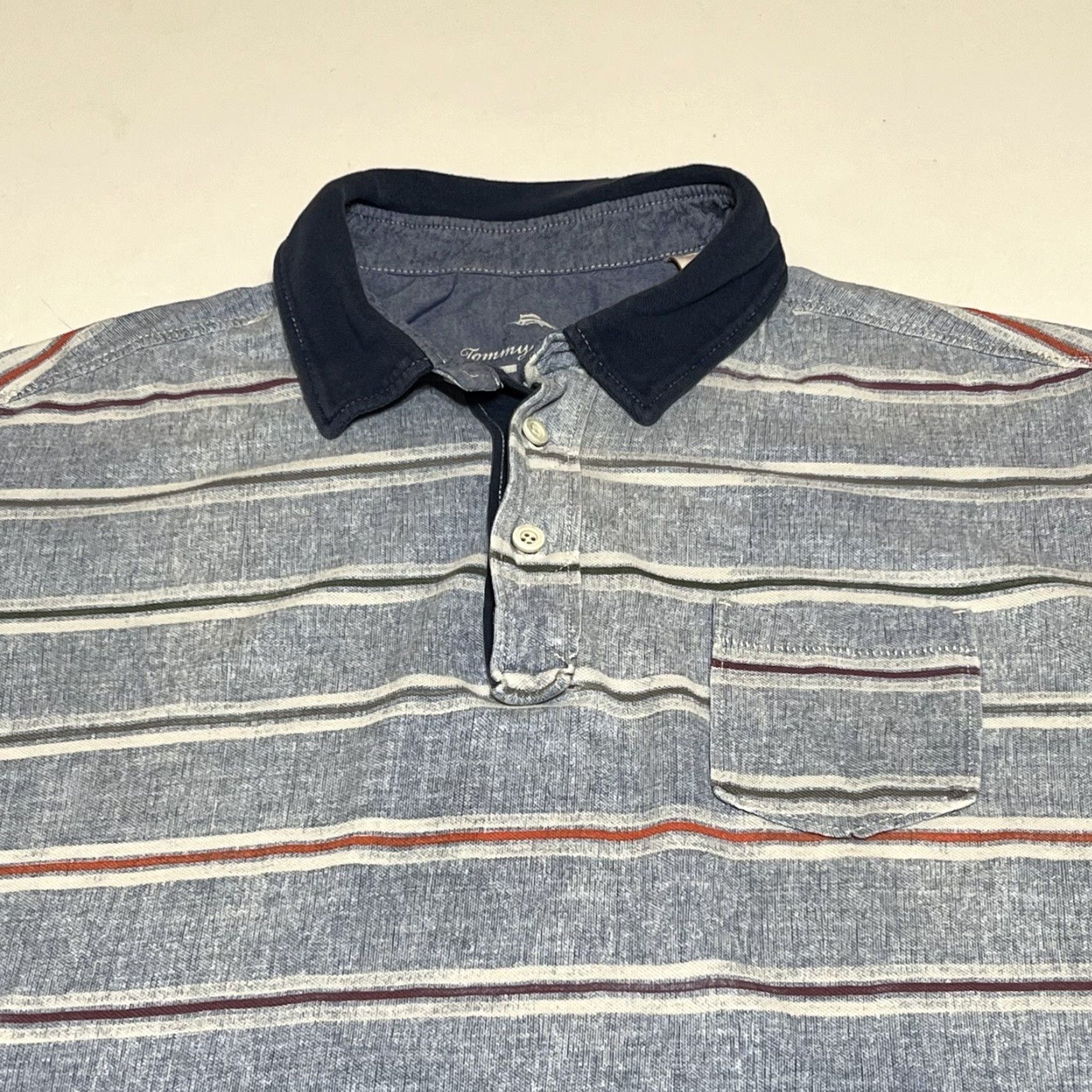 Tommy Bahama Tommy Bahama Polo Shirt Men XL Island Modern Fit 100% Cotton Blue Striped Polo Shirt Casual Travel Men Size US XL / EU 56 / 4 - 2 Thumbnail