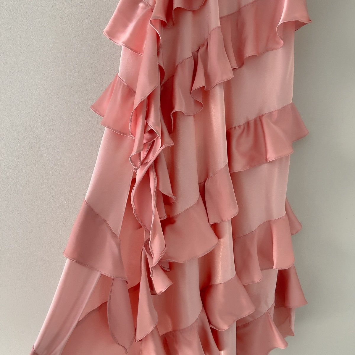Victoria's Secret × Vintage Vintage VS Pink Ruffle Satin Dress (Small) Size S / US 4 / IT 40 - 23 Thumbnail