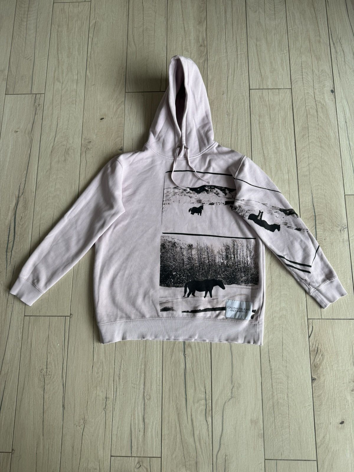 Calvin Klein 205W39NYC Calvin Klein X Andy Warhol Horseprint Baby Pink Hoodie Size US M / EU 48-50 / 2 - 1 Thumbnail