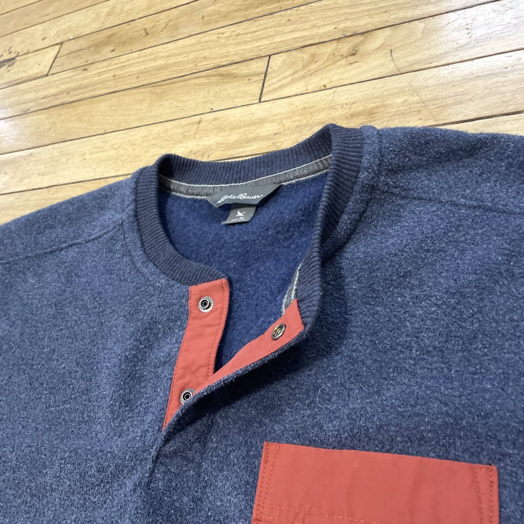 Eddie Bauer EDDIE BAUER Snap Henley Sweater Men TL Blue Orange Thermal Pack Piled L Tall Size US L / EU 52-54 / 3 - 4 Thumbnail