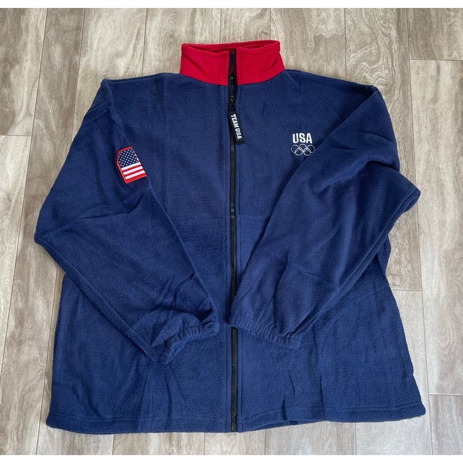 Vintage Team USA Vintage Olympic Rings Fleece Jacket XL Blue RED Size US M / EU 48-50 / 2 - 2 Thumbnail