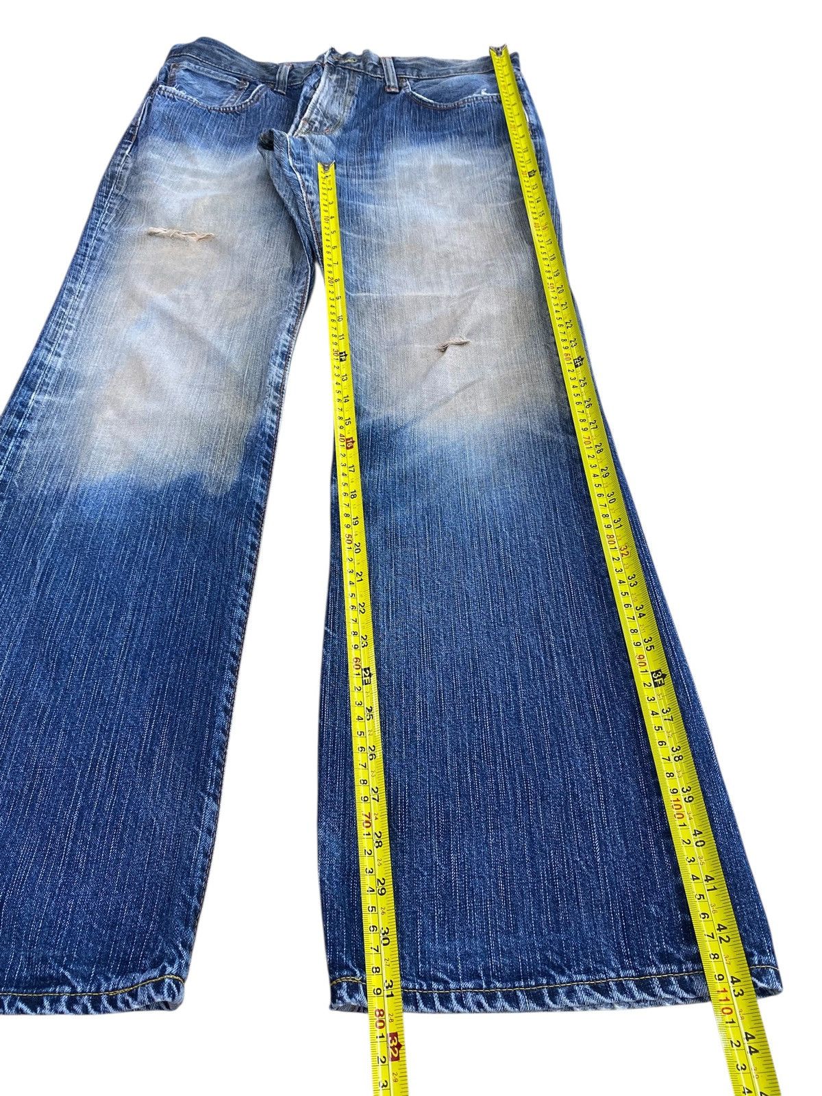Edwin Edwin Faded Wash Ripped Style Flare Jeans Size US 32 / EU 48 - 7 Thumbnail