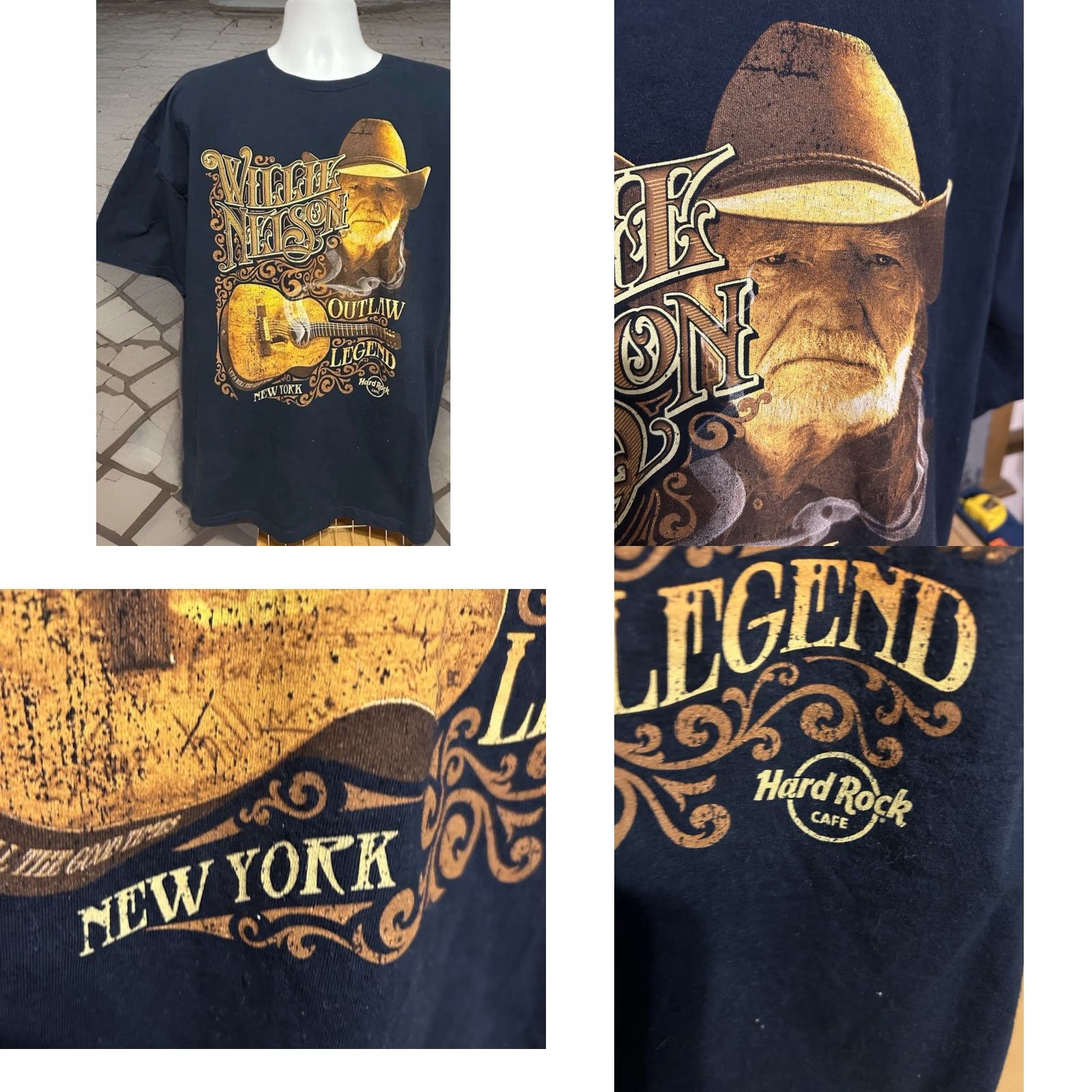 Hard Rock Cafe Willie Nelson Outlaw Legends Shirt Men 2XL Navy Blue Hard Rock T-Shirt Short Sleeve Graphic Print Front 2010-2019 Vintage No? Size US XXL / EU 58 / 5 - 8 Thumbnail