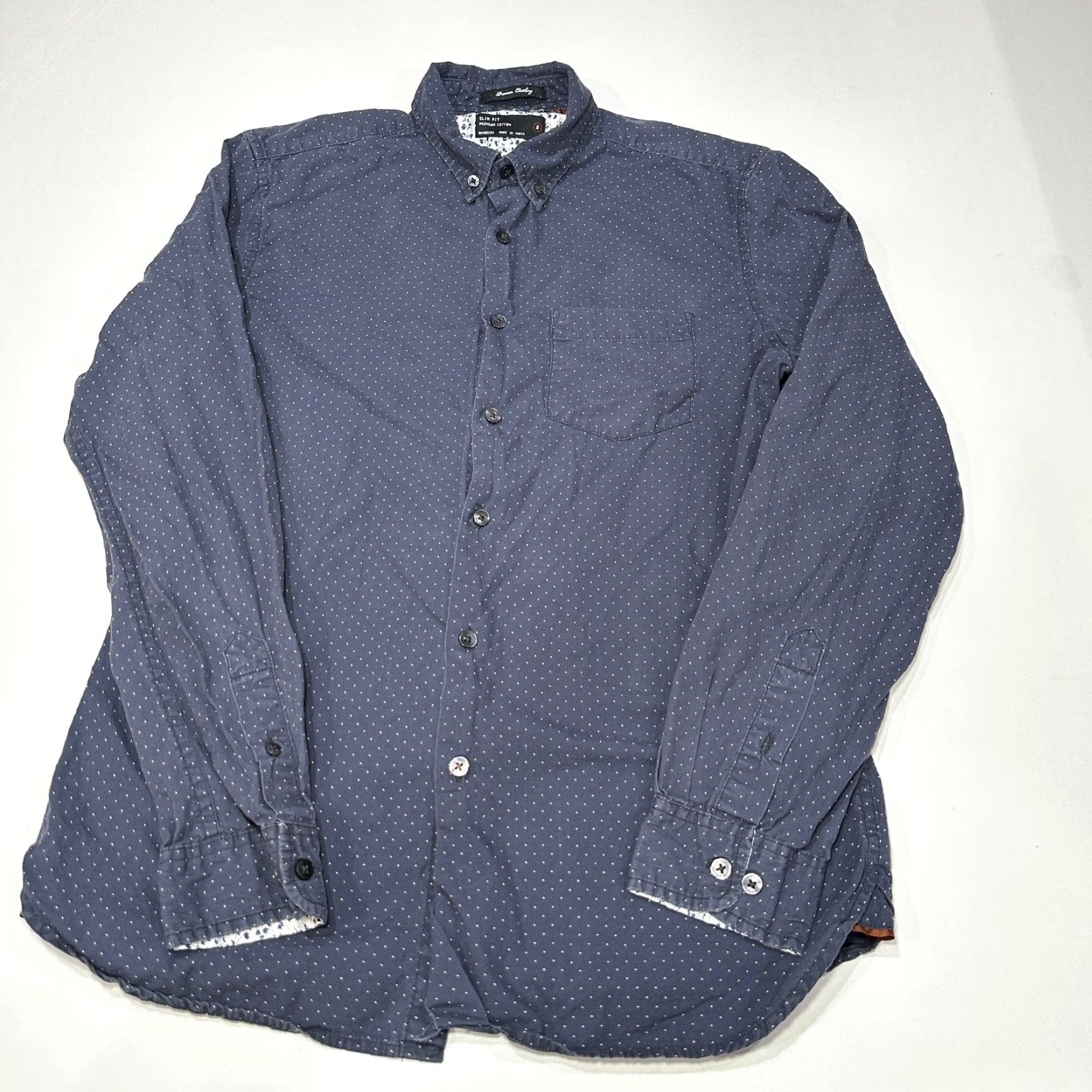Vintage CACTUS Shirt Men S Blue 100% Cotton Polka Dot Slim Fit Casual Preppy Button-Up Long Sleeve Fashion Office Casual Mens Size US S / EU 44-46 / 1 - 2 Thumbnail
