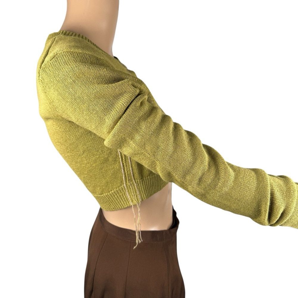 Zara New Zara Cotton Cropped Knit Olive Cardigan Size XS Size XS / US 0-2 / IT 36-38 - 3 Thumbnail