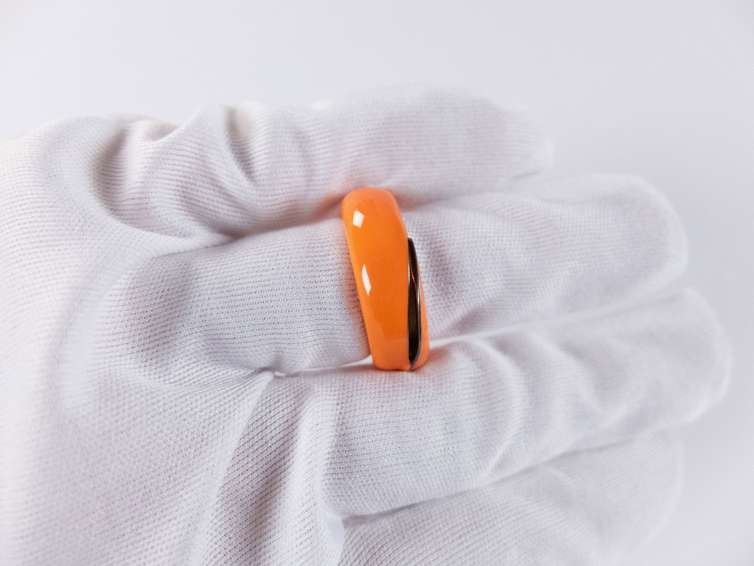 Bottega Veneta BOTTEGA VENETA Fold orange ring enamel & silver ring 19 q Size ONE SIZE - 3 Thumbnail