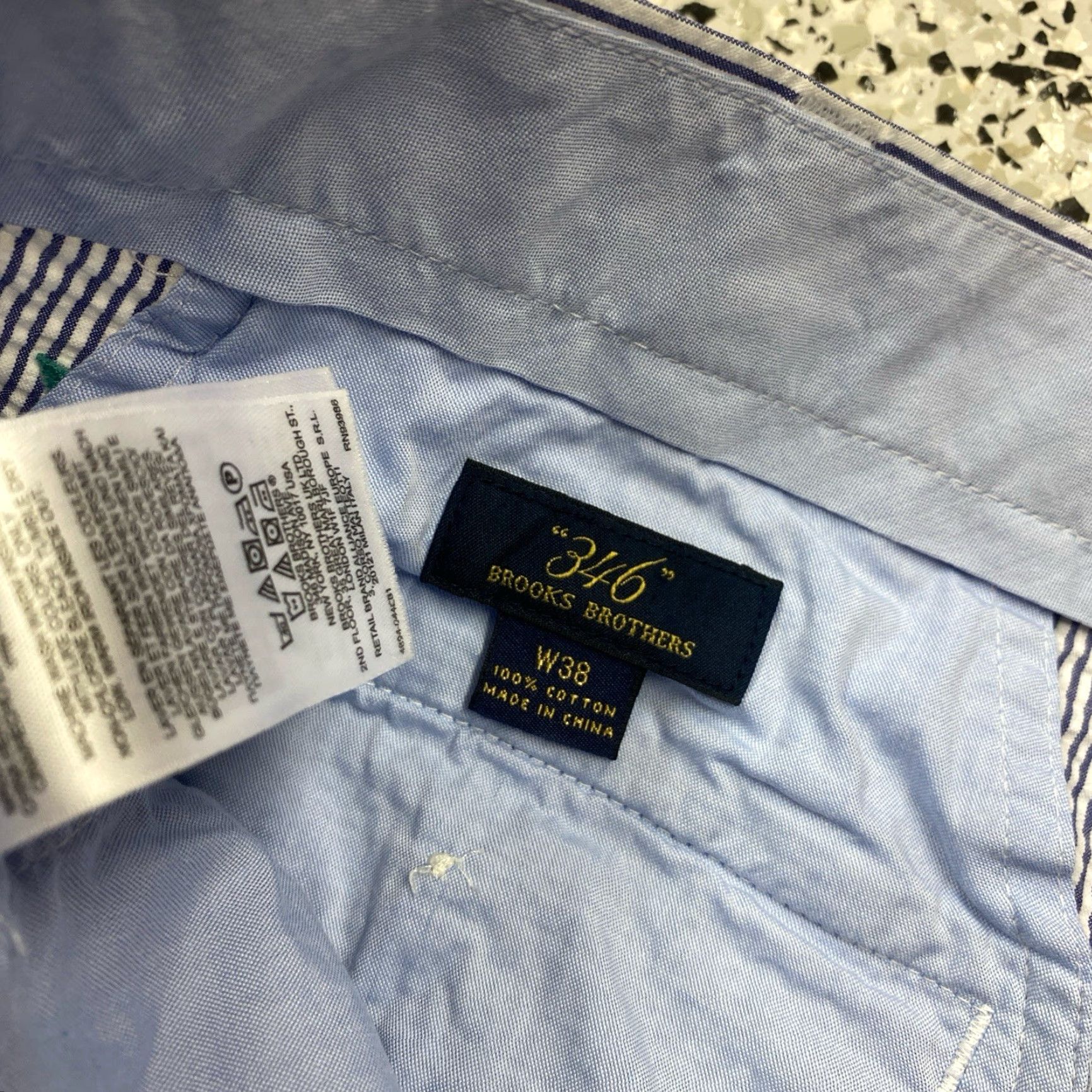 Brooks Brothers BROOKS BROTHERS Mens 38 Blue Seersucker Shorts Striped Pocket Flower Size US 38 / EU 54 - 2 Thumbnail