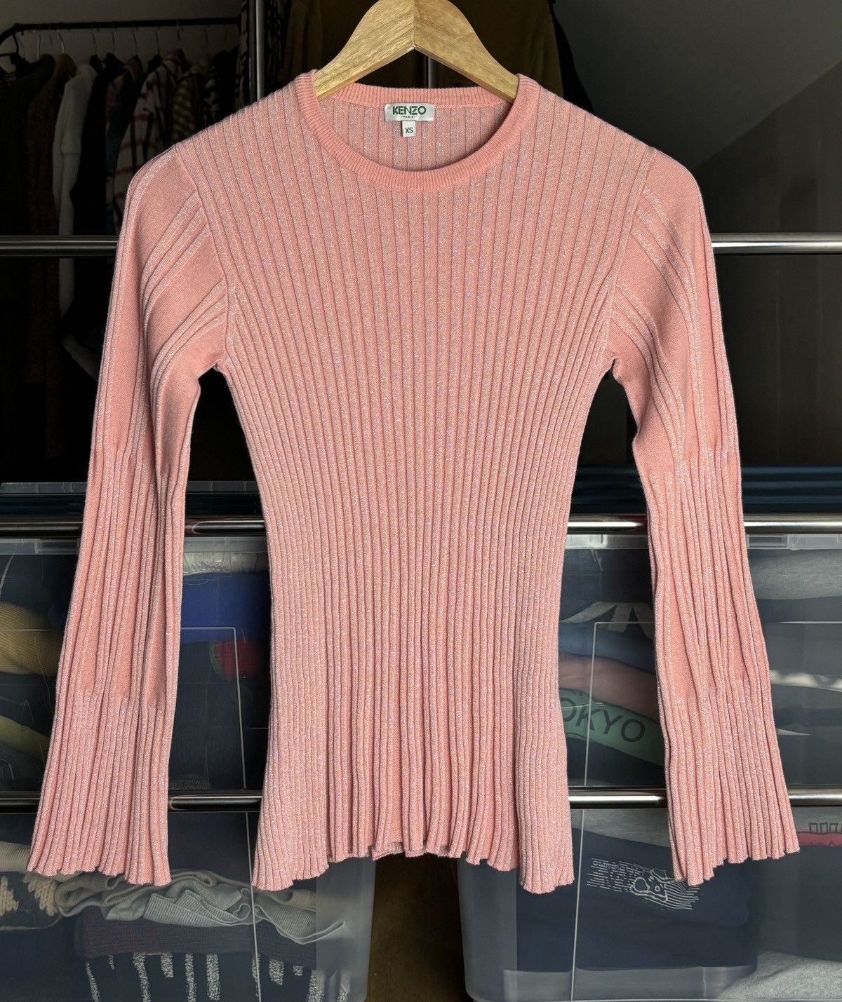 Kenzo Kenzo Glossy Pleated Long Sleeve Top Size XS / US 0-2 / IT 36-38 - 1 Thumbnail