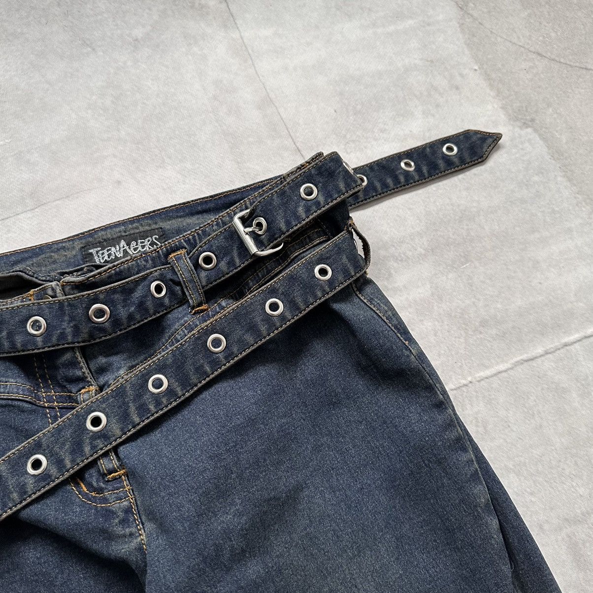 20471120 Bondage Flared Eyelets Belt Studded Punk Jeans LGB If Six Size 26" / US 2 / IT 38 - 4 Thumbnail